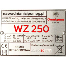 WZ250 seria BC wirnik pompy OMNIGENA