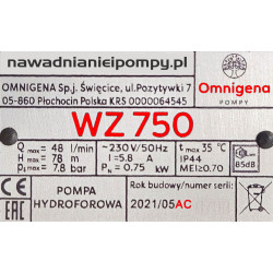 WZ250 WZ750 seria AC oraz S dławica / uszczelnienie wału pompy OMNIGENA