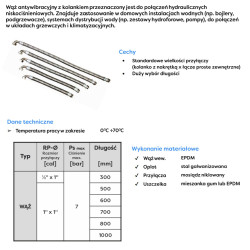 Wąż antywibracyjny 60cm 1" z uszczelką