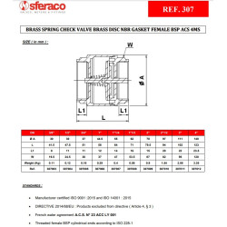 307 zawór zwrotny mosiężny 1" 25bar SFERACO