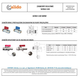 S30 PN30 1.1/4" WZ zawór kulowy CALIDO