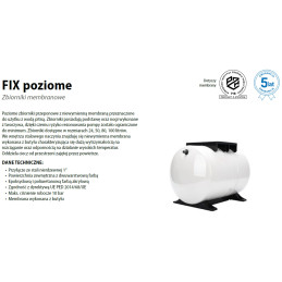 FIX H 100L bezobsługowy zbiornik hydroforowy poziomy IPRO