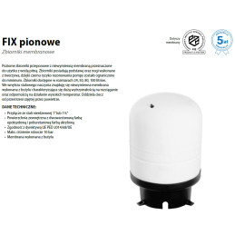 FIX V 50L bezobsługowy zbiornik hydroforowy pionowy IPRO