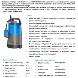 Rain Barrel 750 0,38kW 230V pompa zatapialna OMNIGENA