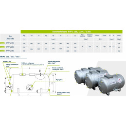 HVP201L 200L 6bar ocynkowany zbiornik hydroforowy pziomy HYDRO-VACUUM