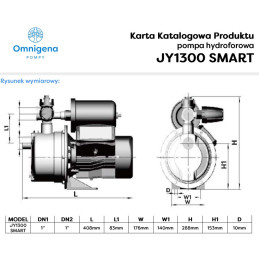 JY1300 SMART 0,9kW 230V bezzbiornikowy zestaw hydroforowy OMNIGENA
