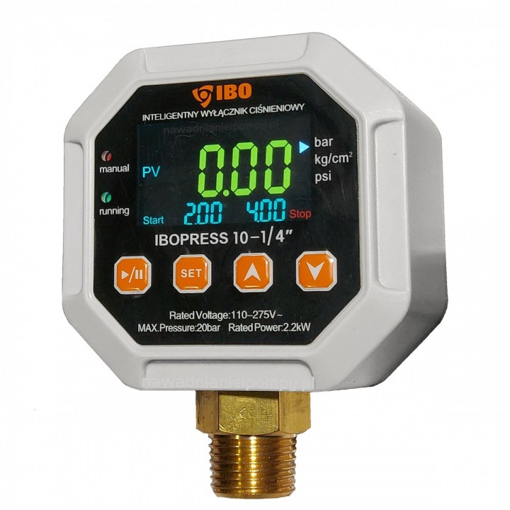 IBOPRESS 10 1/4" elektroniczny wyłącznik ciśnieniowy + suchobieg 230V IBO